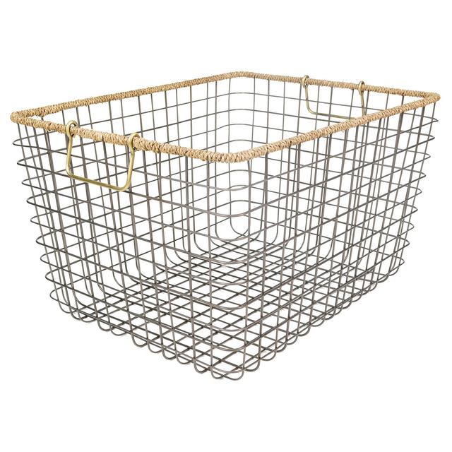 Large Rectangular Wire Basket with Seagrass Rim - Antique Pewter - Threshold™ product details page