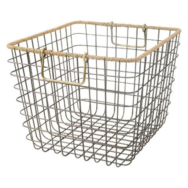 Large Wire Milkcrate with Seagrass Rim - Antique Brass - Threshold™ product details page