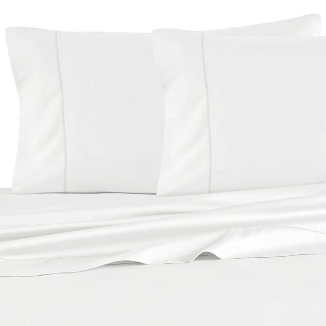 Barbara Barry Feather Stitch Queen Sheet Set in White