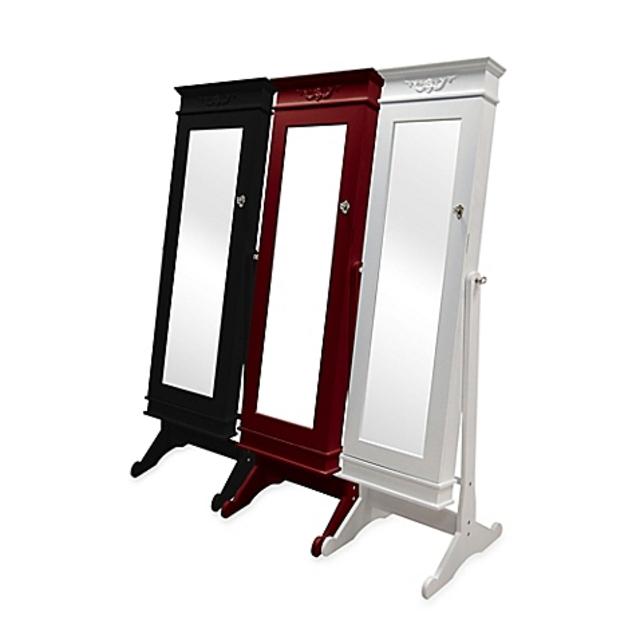 Baxton Studio Bimini Standing Mirror Jewelry Armoire in White