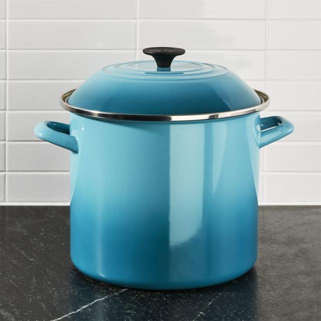 Le Creuset  10-Qt. Caribbean Blue Enamel Stock Pot with Lid