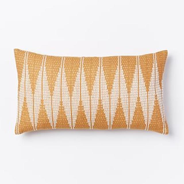 Hand-Loomed Chevron Diamond Pillow Cover - Apricot