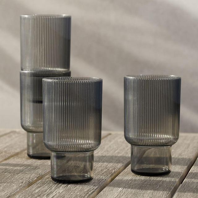 Fluted Acrylic Glassware, Highball, Light Gray