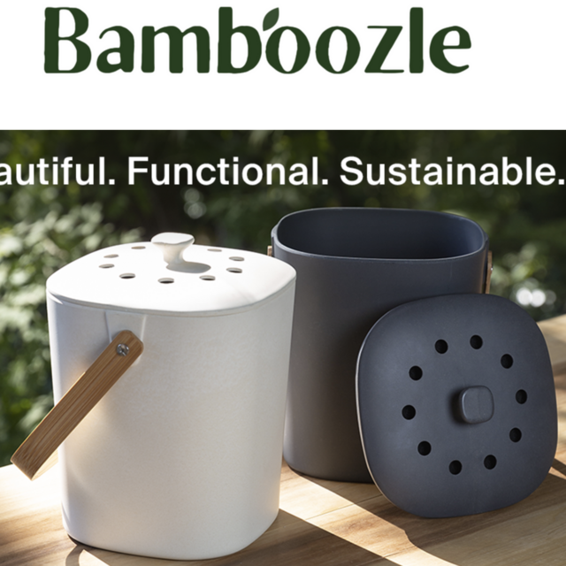 Bamboozle Kitchen Compost Bin – Indoor Countertop Food Composter, Made of Sustainable Bamboo Fiber | Graphite Color