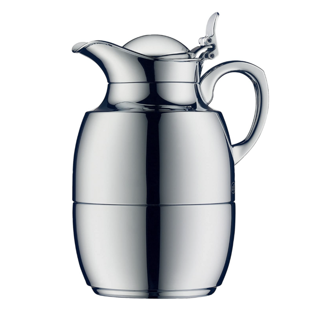 alfi Juwel Glass Vacuum Chrome Plated Brass Thermal Carafe for Hot and Cold Beverages, 0.5 L, Chrome