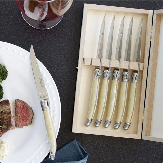 Knives Set in Light Horn, Set of 6