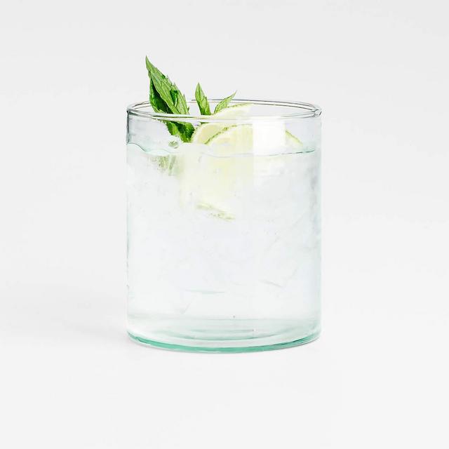 Crate and Barrel Lavinia Recycled Green Double Old-Fashioned Glass