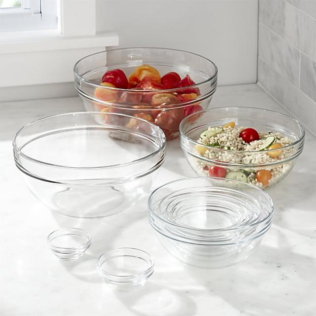 10-Piece 2.25"-10.25" Glass Nesting Bowl Set