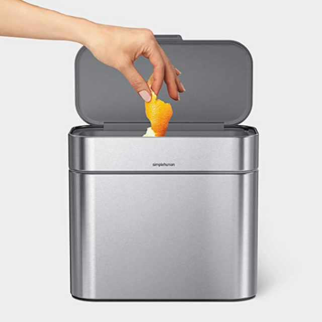 simplehuman 4 Liter / 1.06 Gallon Compost Caddy, Detachable and Countertop Bin, Brushed Stainless Steel