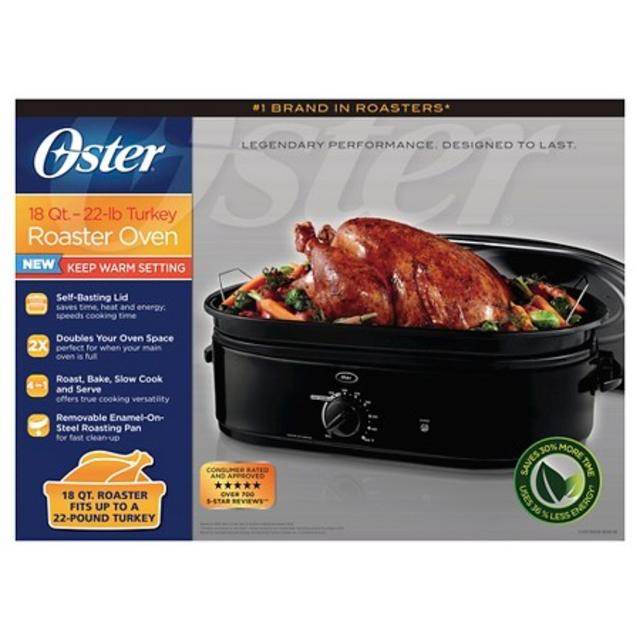 Oster® 18-Quart Roaster Oven with Self-Basting Lid, Black, CKSTRS18-BSB