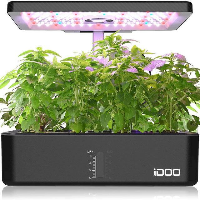 iDOO 12Pods Indoor Herb Garden Kit, Hydroponics Growing System with LED Grow Light, Smart Garden Planter for Home Kitchen, Automatic Timer Germination Kit, Height Adjustable, ID-IG301(No Seeds)