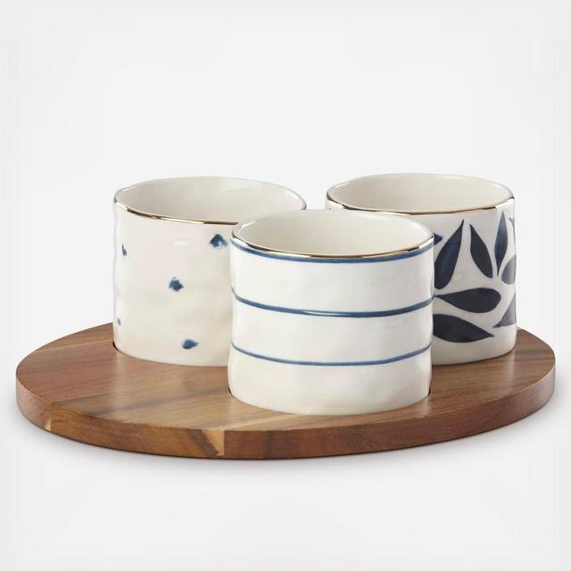 Lenox - Blue Bay 4-Piece Snack Bowl & Tray Set