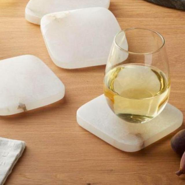 Crate And Barrel - Alabaster Coasters, Set of 4