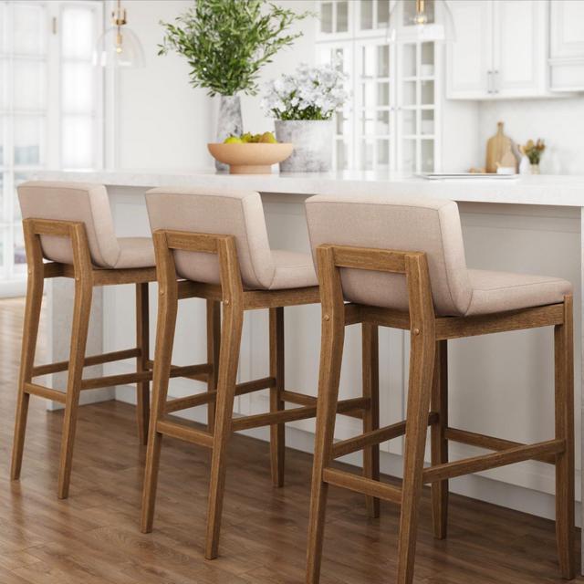 Wood Back Bar Stool, Set of 3