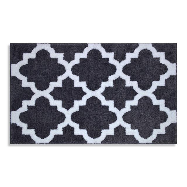 Adelaide 20-Inch x 33-Inch Bath Rug in White Fret/Pewter