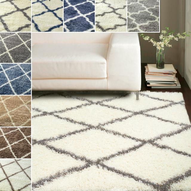 nuLOOM Rug Moroccan Trellis Shag Rug (8x10 in Diamond Gray)