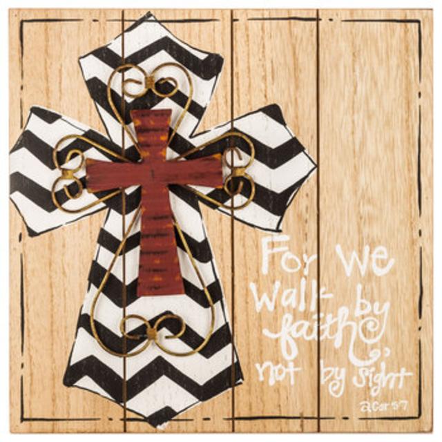 For We Walk by Faith MDF Wall Block