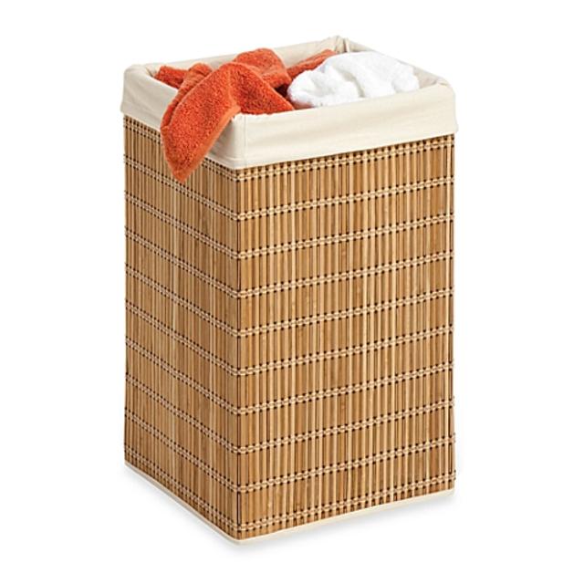 Honey-Can-Do® Square Wicker Hamper with Liner in Bamboo