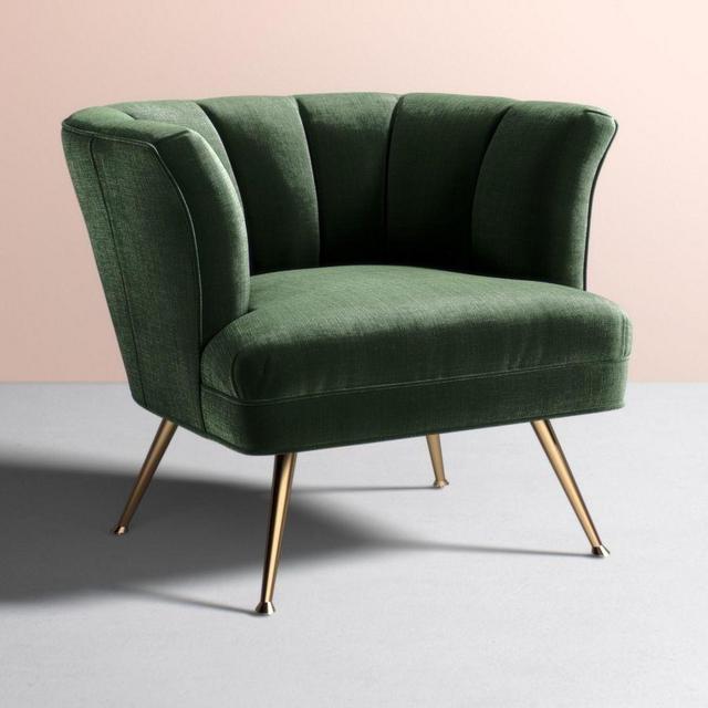 Tulip Chair Slub Velvet in Eucalyptus