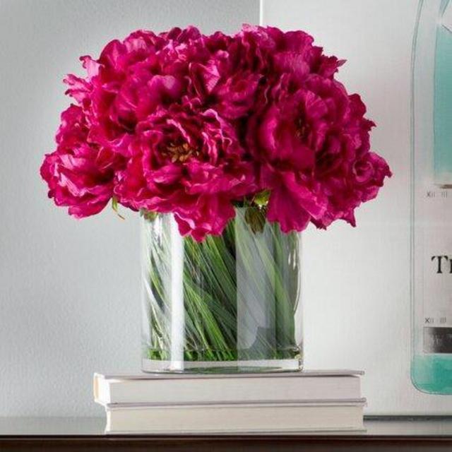 Peonies Floral Arrangement in Vase - Willa Arlo Interiors