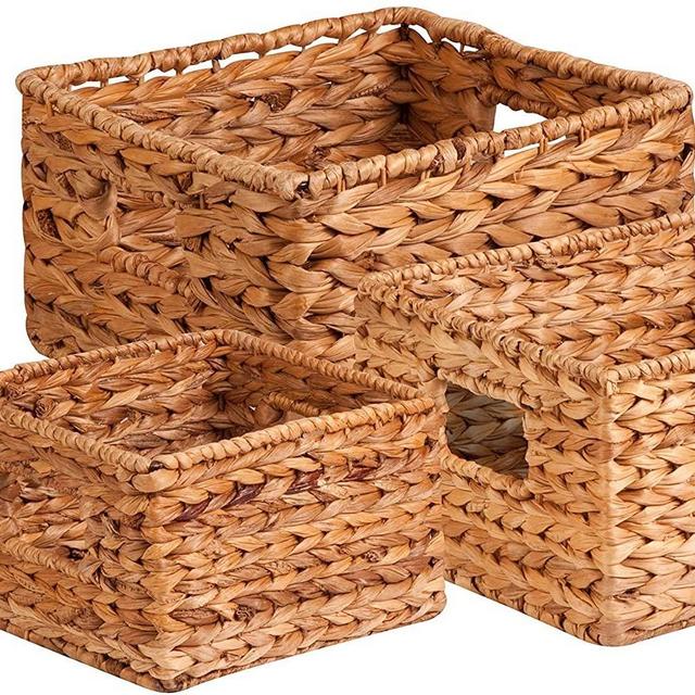 Honey-Can-Do STO-02882 Nesting Banana Leaf Baskets, Multisize, 3-Pack,Natural