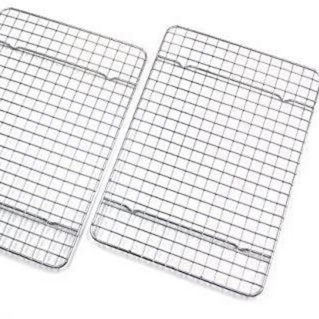 Checkered Chef Cooling Racks For Baking - Quarter Size - Stainless Steel Cooling Rack/Baking Rack Set of 2 - Oven Safe Wire Racks Fit Quarter Sheet Pan - Small Grid Perfect To Cool and Bake
