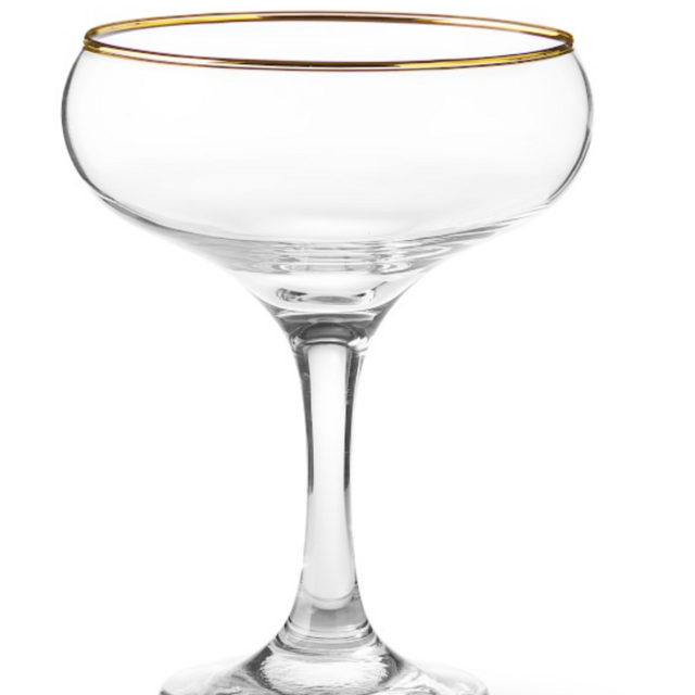 Gold Rim Champagne Coupe Glasses, Set of 4