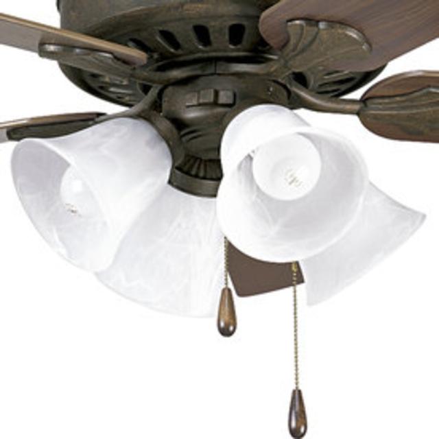 Progress Lighting 4-Light Weathered Bronze Ceiling Fan Light Kit with Frosted Glass