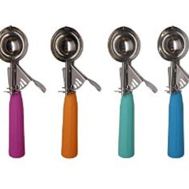 Purple Good Living Stainless Steel Ice Cream Scoop with Release Lever and Rubberized Handle for Comfort Grip, Colors Vary, 1-scoop