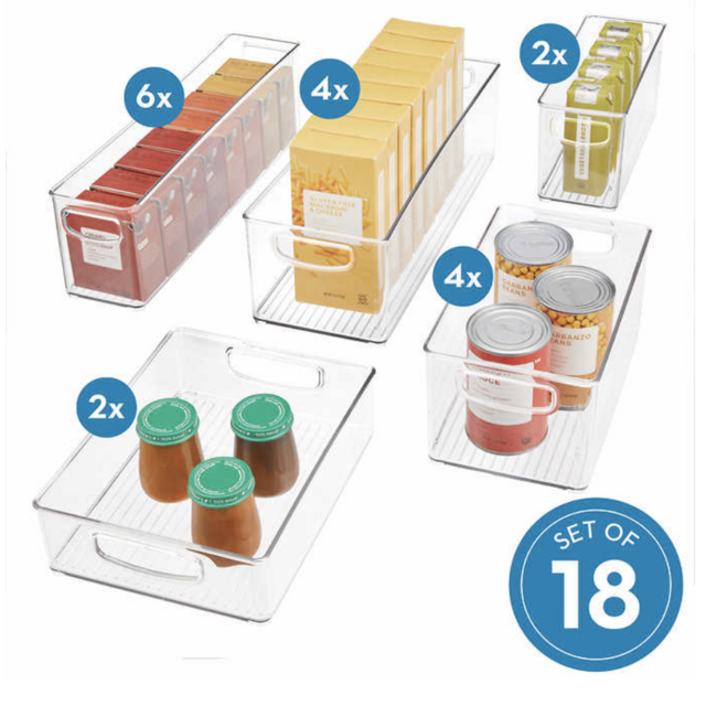 iDESIGN Linus Kitchen Bin Starter Kit, 18-piece Set