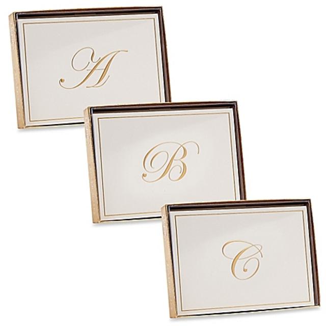 Caspari Gold-Embossed Letter "T" Note Cards (Set of 8)