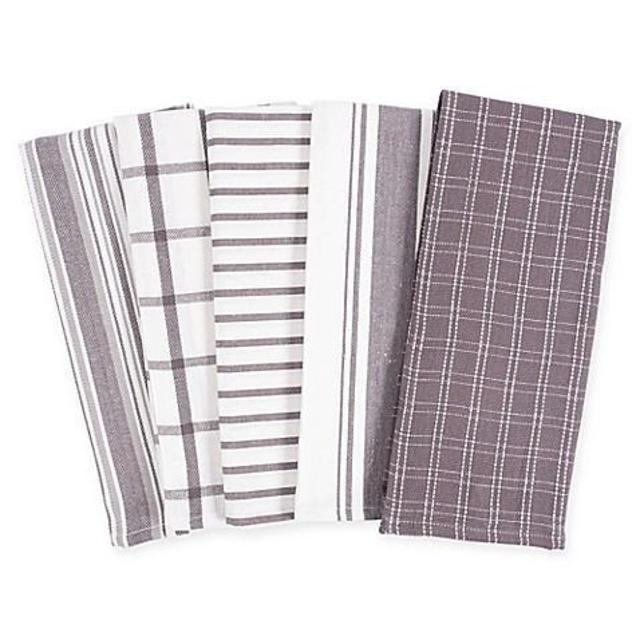 KAF Home Kitchen Towels in Grey (Set of 5)