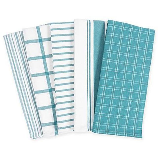 KAF Home Kitchen Towels in Teal (Set of 5)