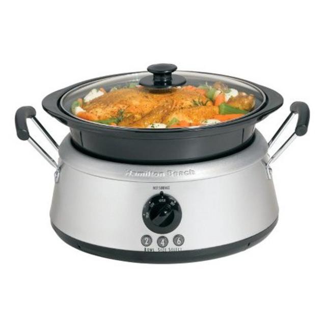Hamilton Beach Stainless 3-in-1 Slow Cooker with Black Bowls