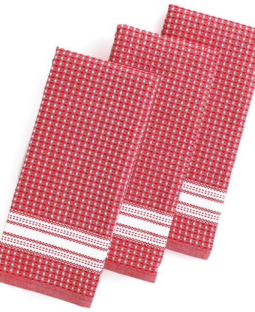Martha Stewart Collection Kitchen Towels, Set of 3 Waffle Weave Red