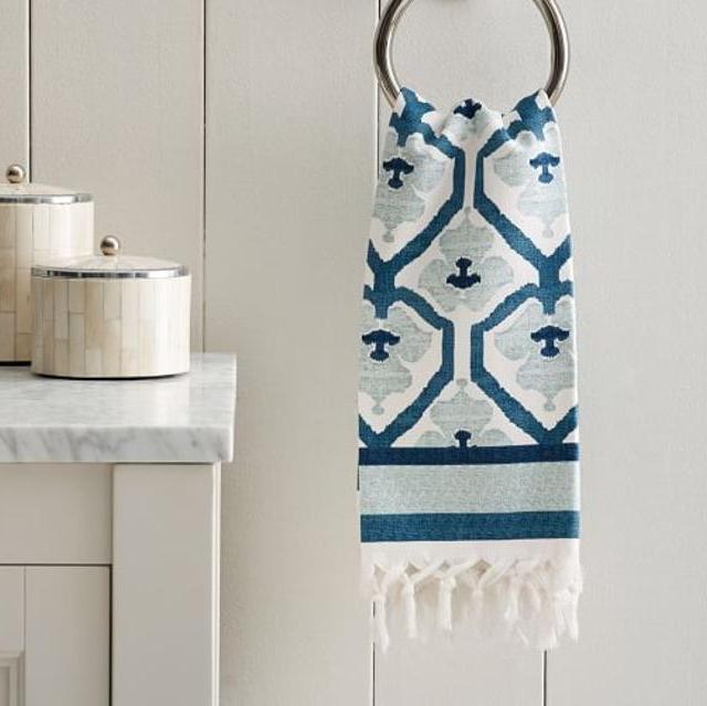 Natalie Fringe Hand Towels, Blue
