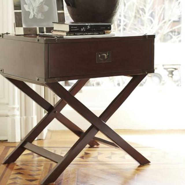 Devon Campaign Bedside Table, Mahogany stain
