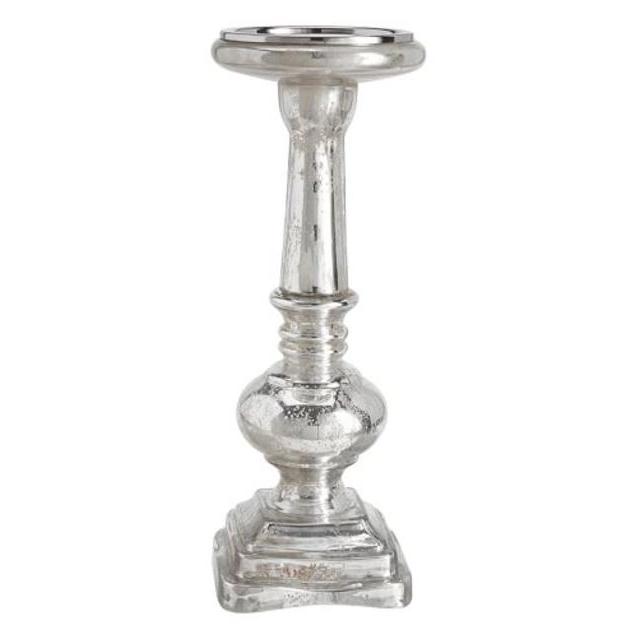 Antique Mercury Glass Pillar Holder, Large