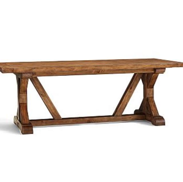 Wells Extending Rectangular Dining Table, 86 x 42", Harvest Pine finish