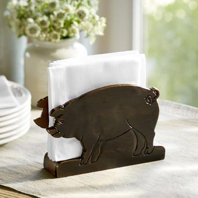 Carved Pig Napkin Holder
