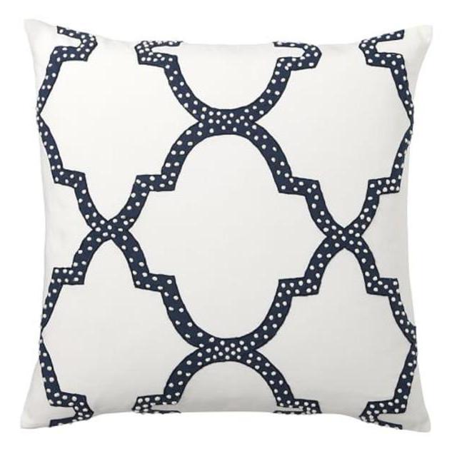 Dearsley Embroidered Pillow Cover, 24", Blue