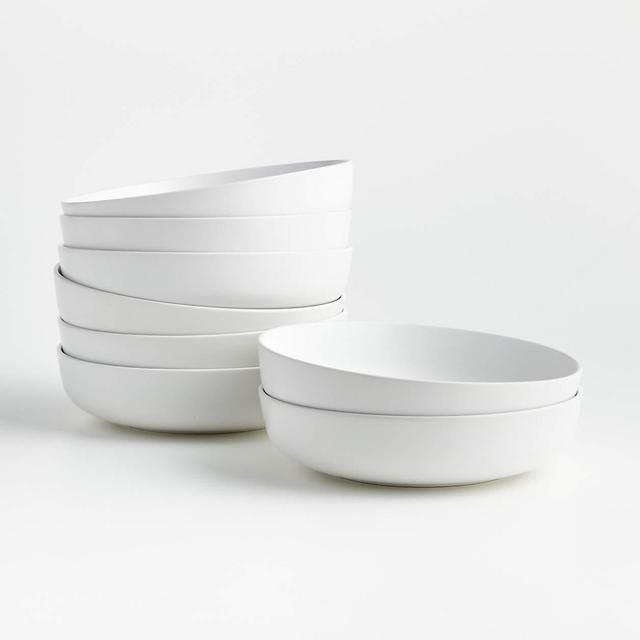 Crate and Barrel Wren Matte White Low Bowls, Set of 8