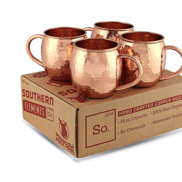 Handcrafted 100% Pure Copper Mug Gift Set for Moscow Mules (4 Pack). Includes Bonus Recipe Booklet