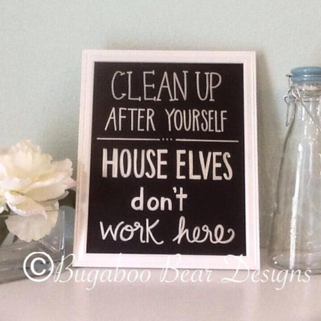 Clean Up After Yourself House Elves Don't Live Here Wall Art, Kitchen Wall Art, Harry Potter, Home Decor, Wall Decor, House Elves