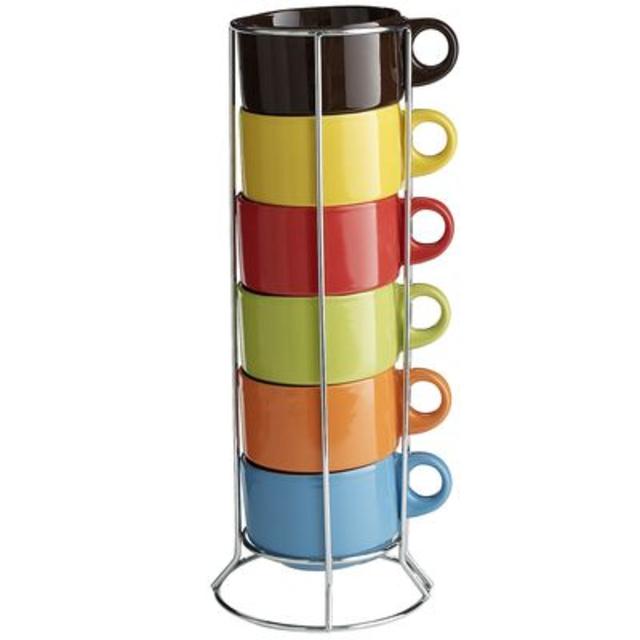 Stoneware Mugs & Stand Set