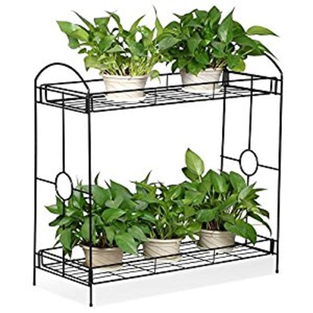 Topeakmart Plant Display Stand 2-Tier Outdoor Patio Shelf