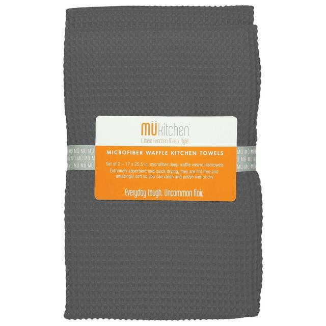 Cadet Grey Waffle Microfiber Dishcloth (Set of 2)