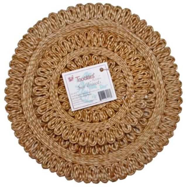 Toockies Hand Made Organic Jute Trivets/Hot Pads in Unique Sun Pattern- Set of 2