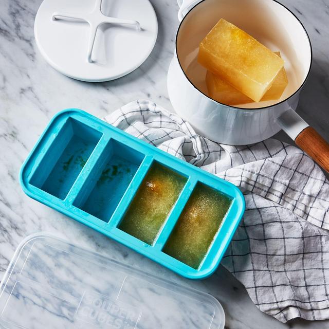 Souper Cubes Extra-Large Silicone Freezing Tray with Lid - 2 pack - makes 8 perfect 1cup portions - freeze soup broth or sauce