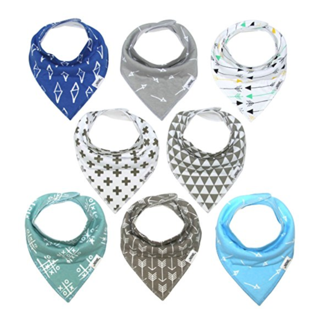 Matimati Baby Bandana Bib Set, 8-Pack Super Absorbent, Soft, & Chic Organic Drool Bibs for Boys & Girls (Arrows & Triangles)
